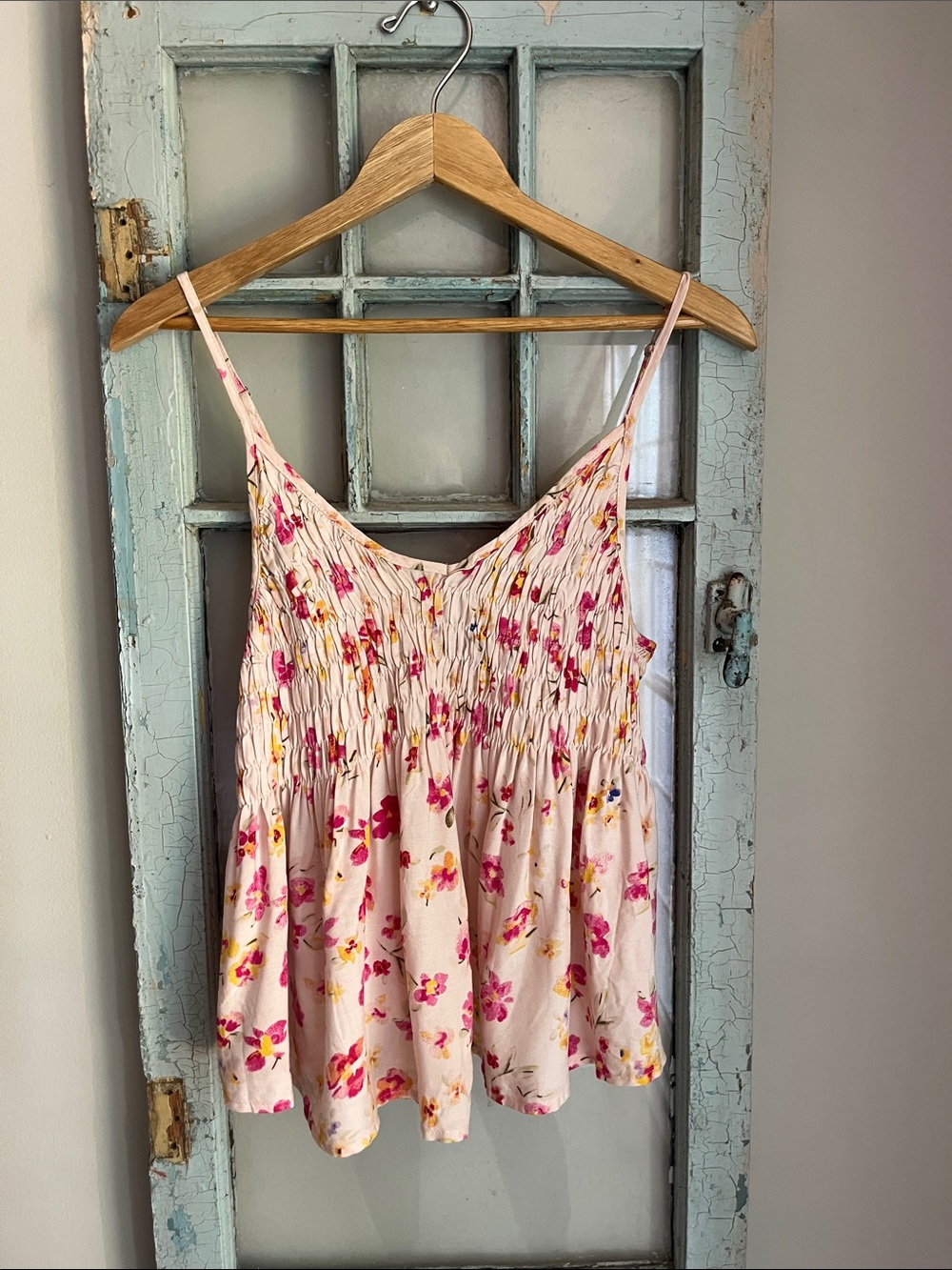 Kendall & Kylie Pink Floral Smocked Cami